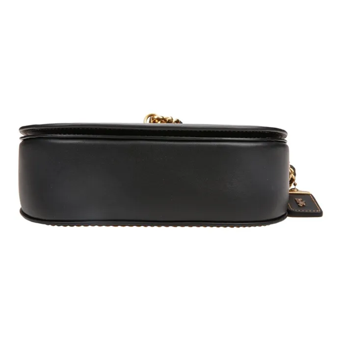 COACH Turnlock Leather Saddle Bag Shoulder Bag Crossbody Bag Small Size Women's Black-3