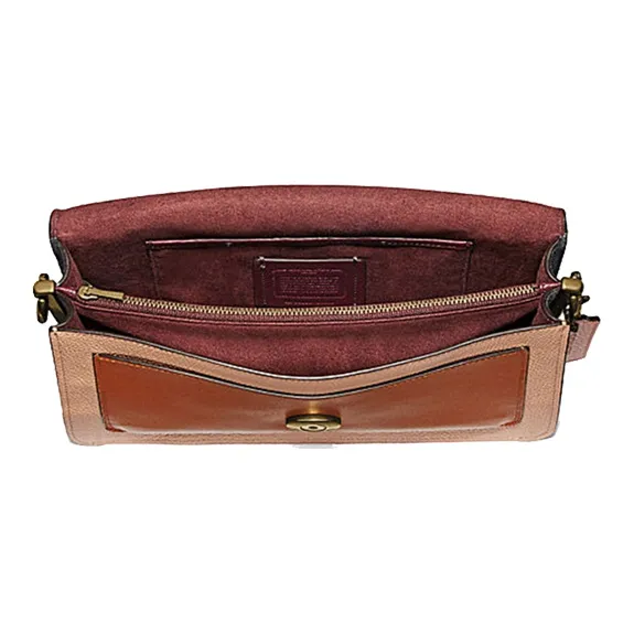COACH Tabby Leather Portable Crossbody Bag Shoulder Bag Medium Size Women's Vintage Orange-Purple Combination-3