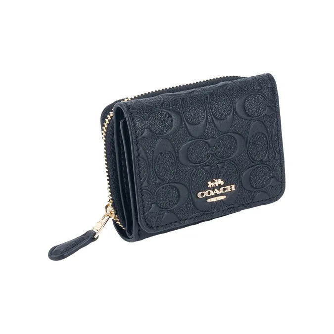 COACH Trifold Wallet Cow Leather Wallet Women's Black-1