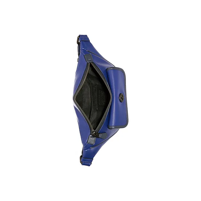COACH Heritage Cow Leather Fanny Pack Men's Blue-1