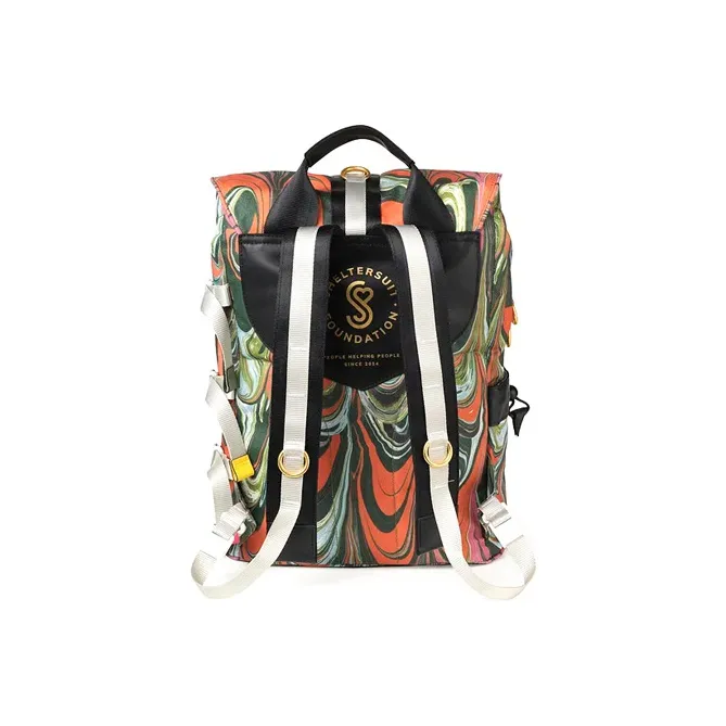 Chloe Sheltersuit Collaboration Chloé Bags Canvas Patchwork With Calfskin Backpacks Women's Black/Multicolor-1