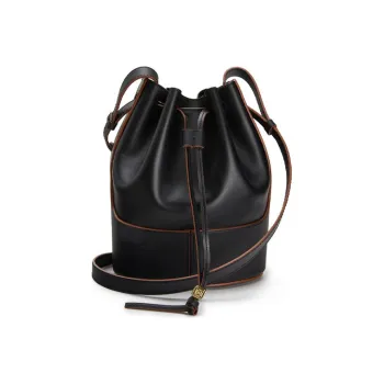 LOEWE Balloon Cow Leather Balloon Bag Drawstring Bag Shoulder Bag Crossbody Bag Small Size Women's Black