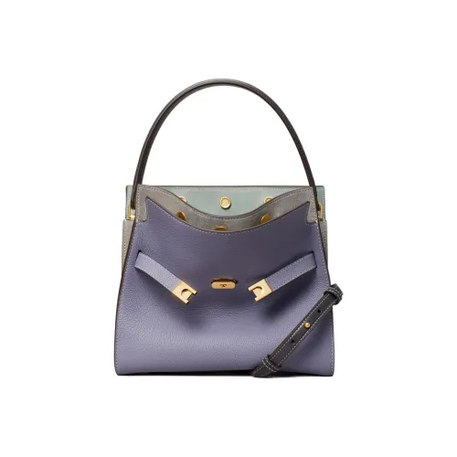 TORY BURCH Litchi Grain Leather With Suede Accents One Shoulder Handbags Small Size Women's Deep Lotus Purple