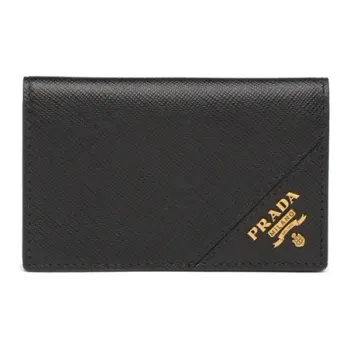 PRADA Leather Card Holder Coin Purse Unisex Black