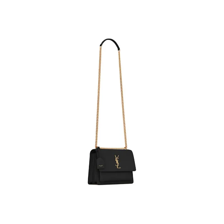 SAINT LAURENT Smooth Leather Sunset Bag Crossbody Bag Shoulder Bag Medium Size Women's Black-2