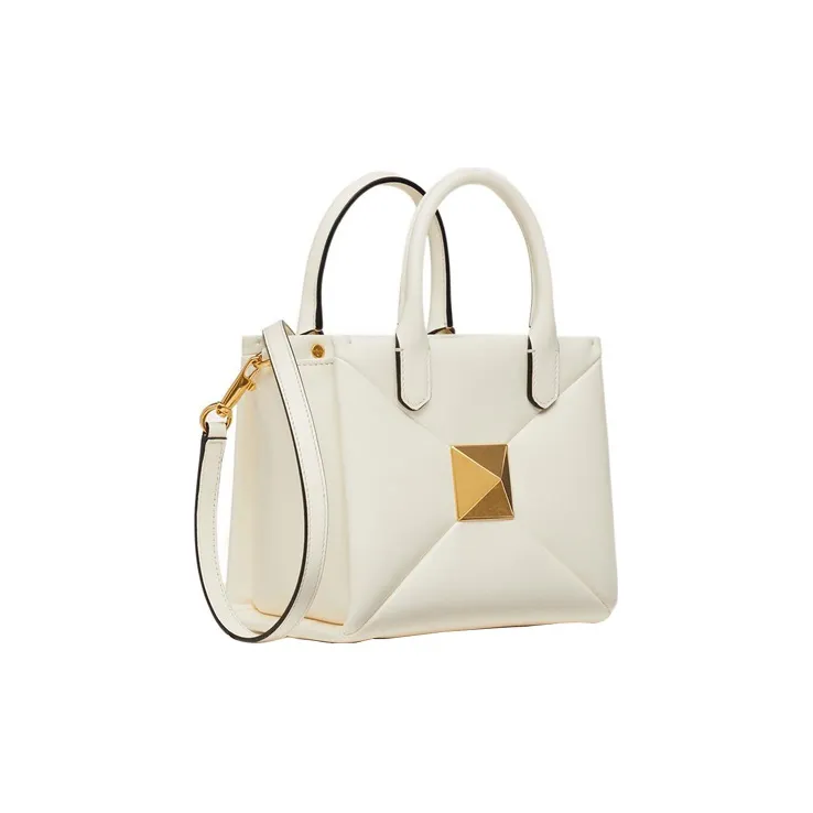 Valentino One Stud Lambskin Shoulder Bag, Crossbody Bag, Handbag Trumpets Women's Pearl White-2