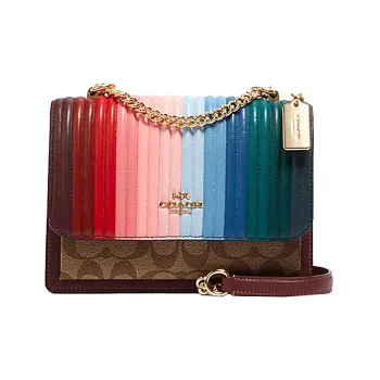 COACH Leather Trunk Bag, Shoulder Bag, Crossbody Bag Trumpets Women's Dark Brown/Multicolor