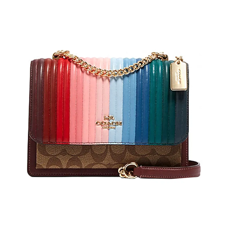 COACH Leather Trunk Bag, Shoulder Bag, Crossbody Bag Trumpets Women's Dark Brown/Multicolor-0
