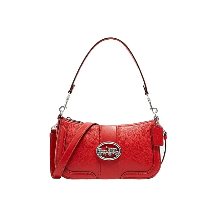 COACH Georgie Leather Shoulder Bag, Crossbody Bag Medium Size Women's Red-0