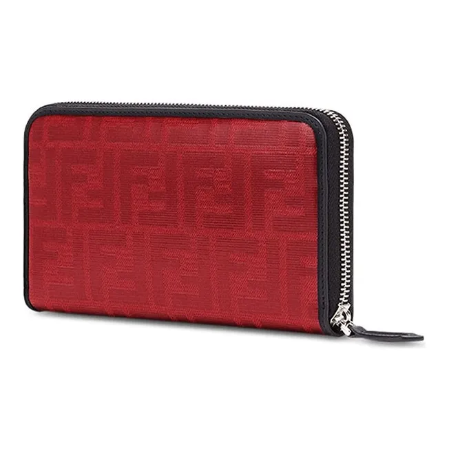 FENDI Coated Canvas With Leather Wallet Men's Red/Black-1