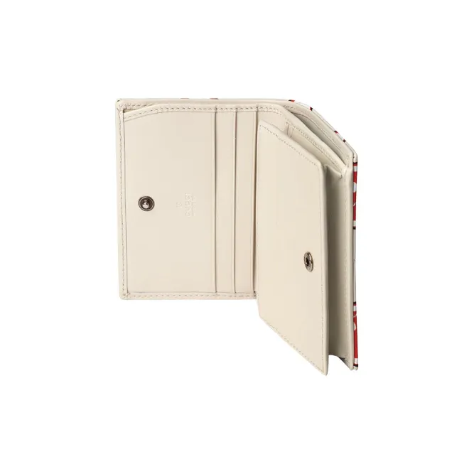 GUCCI Leather Card Holder, Wallet Women's White/Red-5