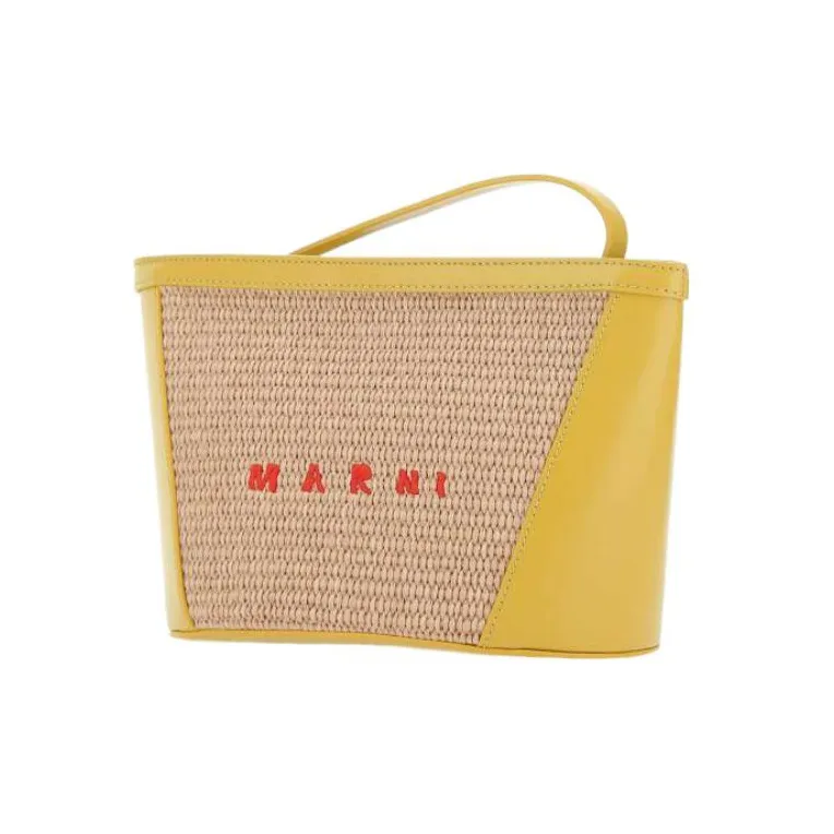 MARNI Raffia Clutch Handbag Women's Yellow-1