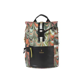 Chloe Sheltersuit Collaboration Chloé Bags Canvas Patchwork With Calfskin Backpacks Women's Black/Multicolor