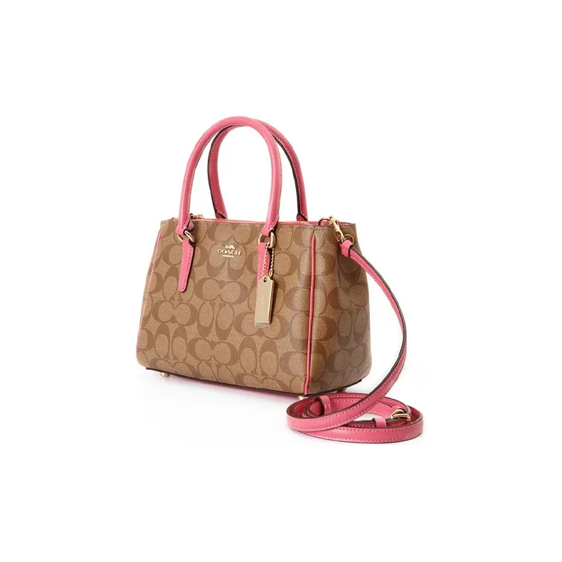 COACH Surrey PVC Handbag Briefcase Shoulder Bag Crossbody Bag Women's Coffee Monogram/Pink-1