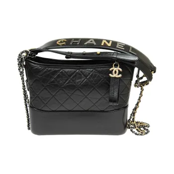 CHANEL Gabrielle Cow Leather Hobo Bag Handbag Shoulder Bag Crossbody Bag Medium Size Women's Black