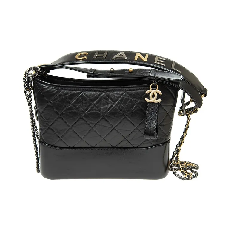 CHANEL Gabrielle Cow Leather Hobo Bag, Handbag, Shoulder Bag, Crossbody Bag Medium Size Women's Black-0