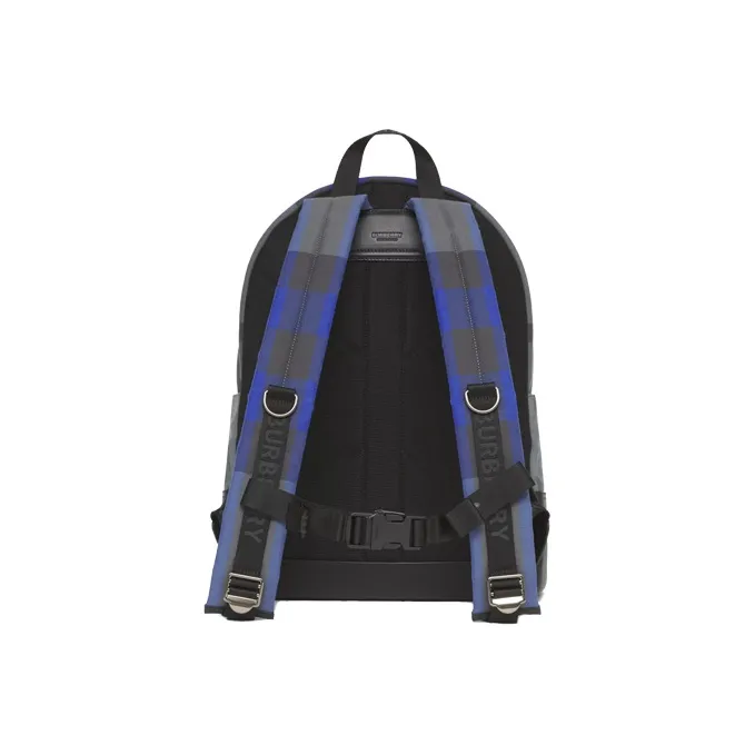 Burberry Cotton Canvas With Leather Backpack Small Size Men's Ocean Blue-1