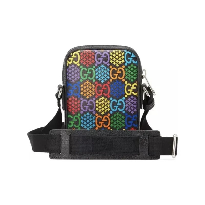 GUCCI Canvas With Leather Camera Bag Shoulder Bag Crossbody Bag Unisex Black & Multicolor-1