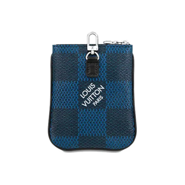 LOUIS VUITTON Canvas With Leather Handbag Cell Phone Pouch Men's Blue-2