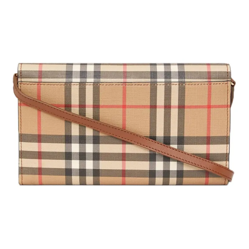 Burberry Canvas Money Clip Shoulder Bag Unisex Malt Brown-1