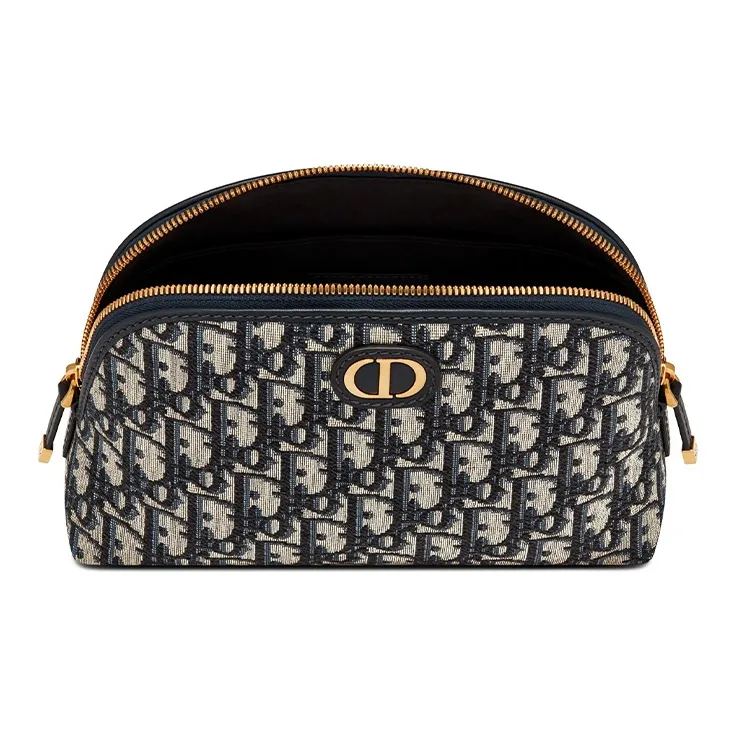 DIOR 30 Montaigne Fabric Clutch, Toiletry Bag, Storage Bag, Makeup Bag Women's Denim Blue-3