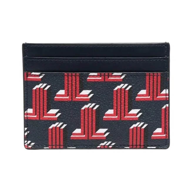 Lanvin Grained Leather Card Holder Wallet Unisex Blue-1