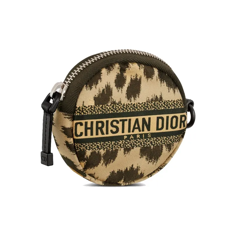 DIOR Travel Technical Fabric Coin Purse Clutch Women's Beige-1