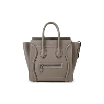 CELINE Luggage Cow Leather Handbag Large Size Women's Mouse Gray