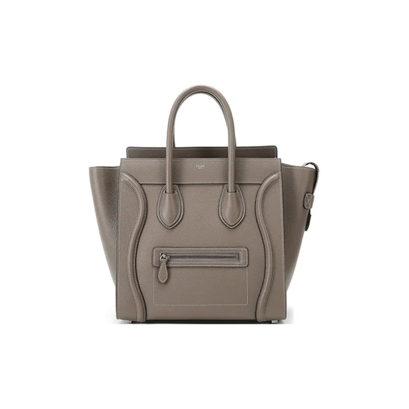 CELINE Luggage Cow Leather Handbag Large Size Women's Mouse Gray-0