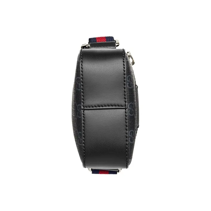 GUCCI Canvas With Leather Messenger Bag Shoulder Bag Crossbody Bag Men's Black Gray Color-6