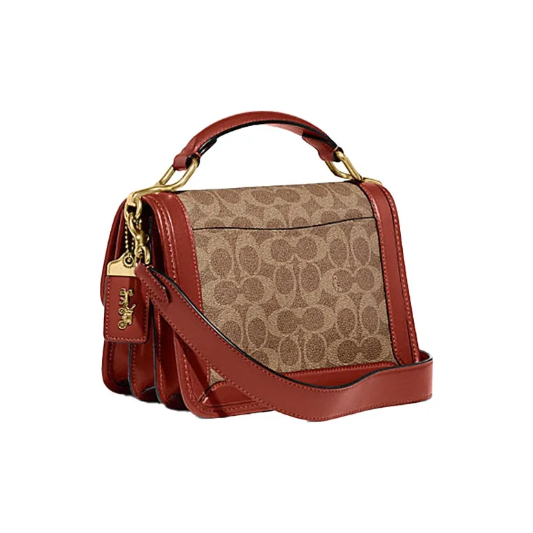 COACH Hero Cow Leather Handbag, Shoulder Bag, Crossbody Bag Small Size Women's Brown Red-1