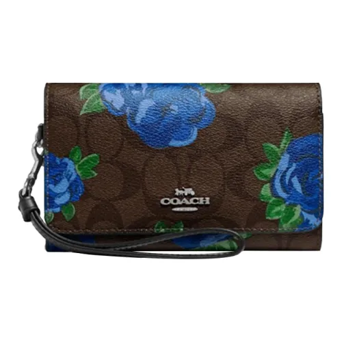 COACH Phone Cellphone Pouches Dark Brown