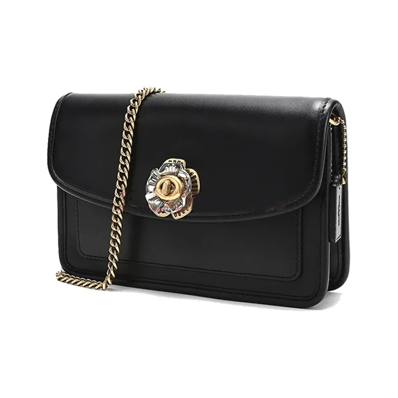 COACH Parker Leather Chain Bag, Clutch, Shoulder Bag, Crossbody Bag Mini Women's Black-1