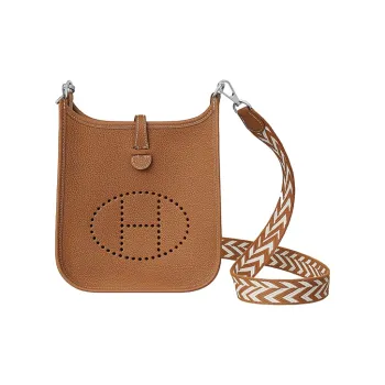 HERMES Evelyne Cow Leather Crossbody Bag Shoulder Bag Unisex Brown