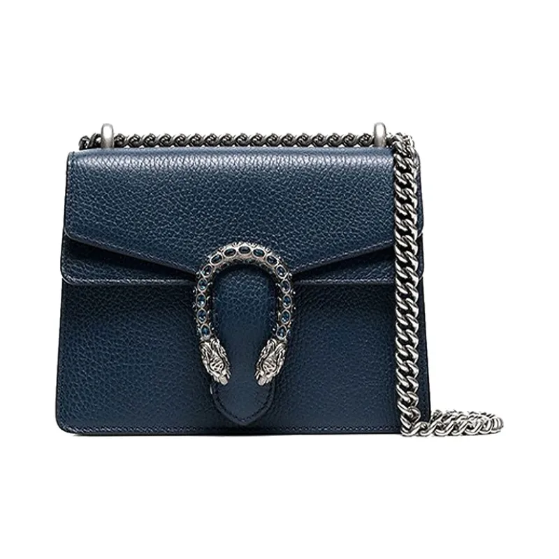 GUCCI Dionysus Leather Chain Bag Shoulder Bag Crossbody Bag Women's Dark Blue-0