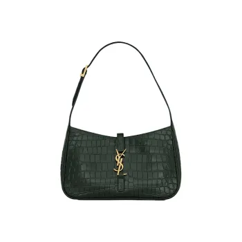 SAINT LAURENT LE5A7 Cow Leather Shoulder Bag Hobo Bag Handbag Shoulder Bag Women's Dark Green