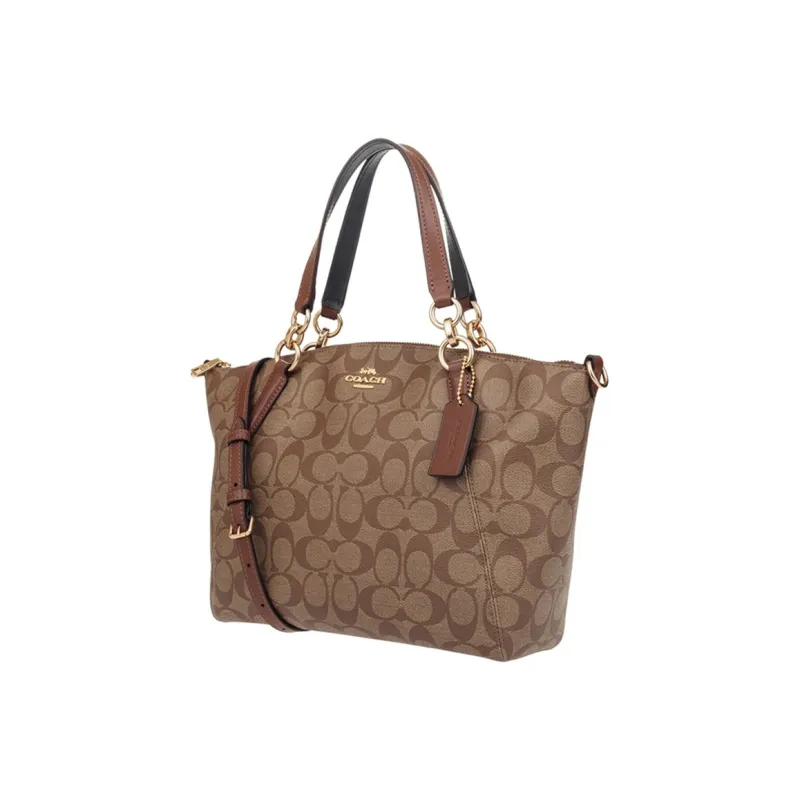 COACH Kelsey PVC One Shoulder Handbags Large Size Women's Brown-1