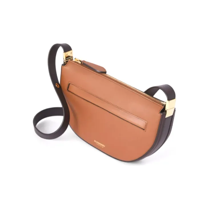 Burberry Olympia Leather Shoulder Bag Crescent Bag Handbag Shoulder Bag Crossbody Bag Small Size Women's Brown-3
