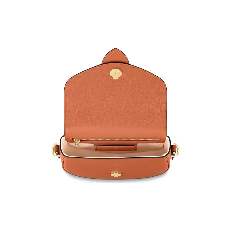 LOUIS VUITTON Pont Calfskin Shoulder Bag, Crossbody Bag Medium Size Women's Golden Orange-3