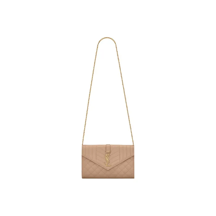 SAINT LAURENT Cow Leather Wallets Shoulder Bag Crossbody Bag Regular Women's Dark Beige-1