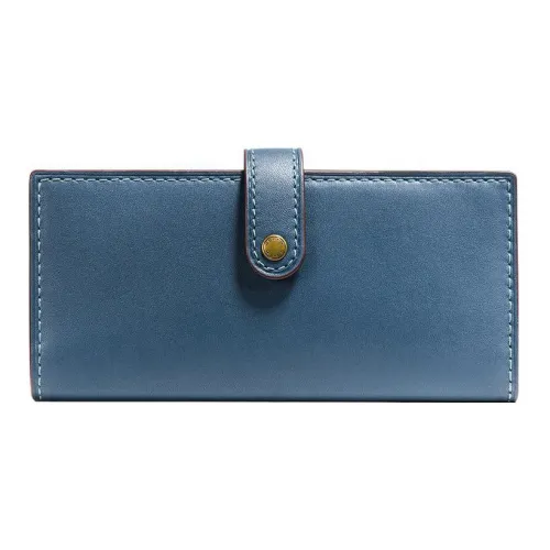 COACH Trifold Wallet Leather Wallet Women's Haze Blue