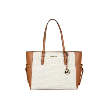 MICHAEL KORS MK Gilly Leather Handbag, Tote Bag, Shoulder Bag Women's Vanilla White