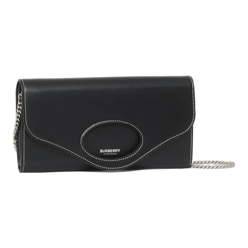 Burberry Pocket Bag Leather Envelope Bag Money Clip Card Wallet Clutch One Shoulder Handbag Mini Women's Black-1