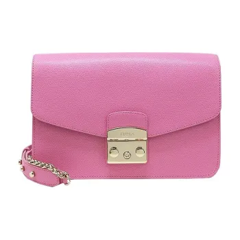 Furla Metropolis Collection Leather Small Square Bag Shoulder Bag Crossbody Bag Women's Pink
