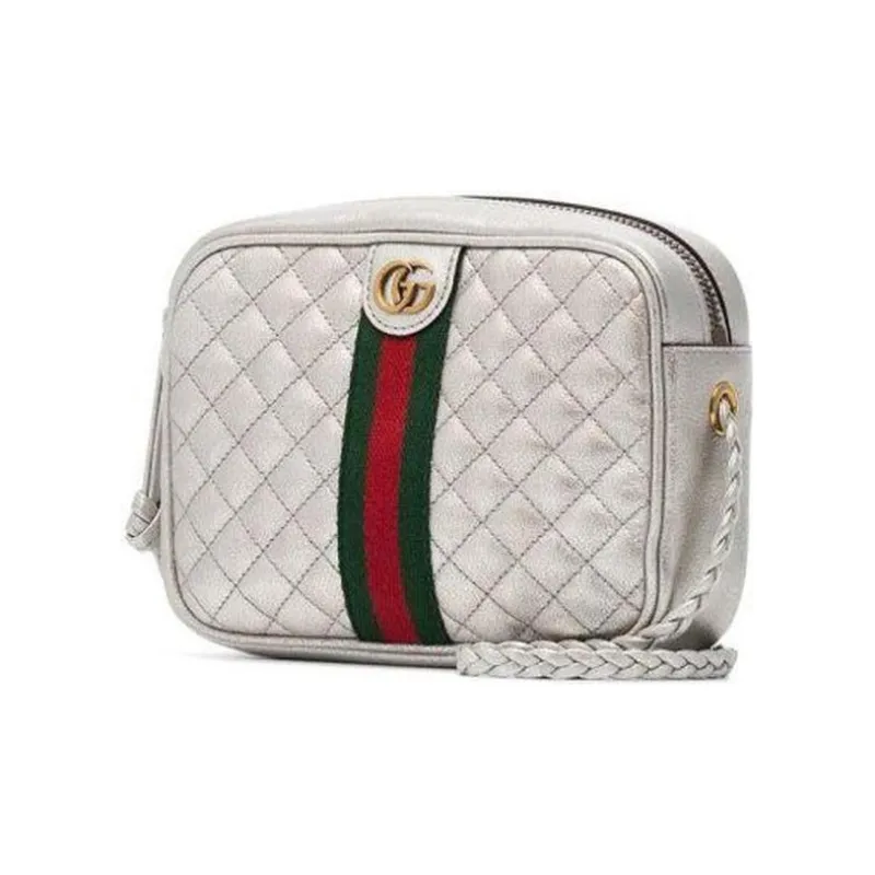 GUCCI Leather Camera Bag, Crossbody Bag, Shoulder Bag Mini Women's Silver-1
