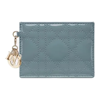 DIOR Lady Dior Cow Leather Card Holder Unisex Cloud Blue