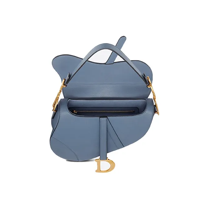 DIOR Shimmery Sheepskin Portable Crossbody Bag Shoulder Bag Women's Denim Blue-3