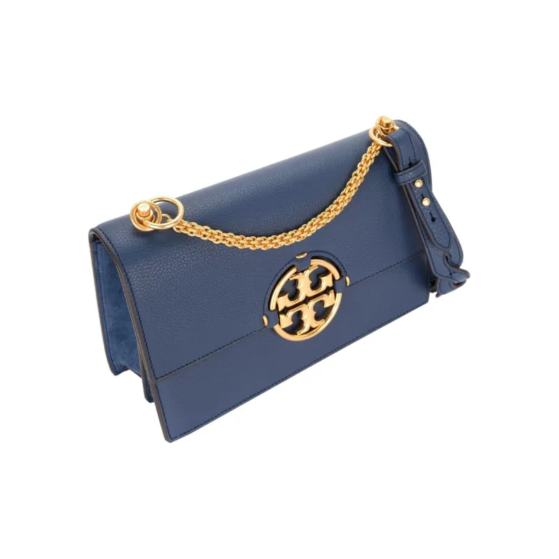 TORY BURCH TB Miller Grain Cow Leather Shoulder Strap Shoulder Bag Medium Size Women's Blue-2
