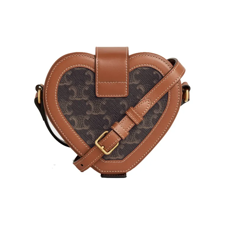 CELINE TambourTriomphe Canvas And Cow Leather Shoulder Bag Crossbody Bag Regular Women's Tawny-2