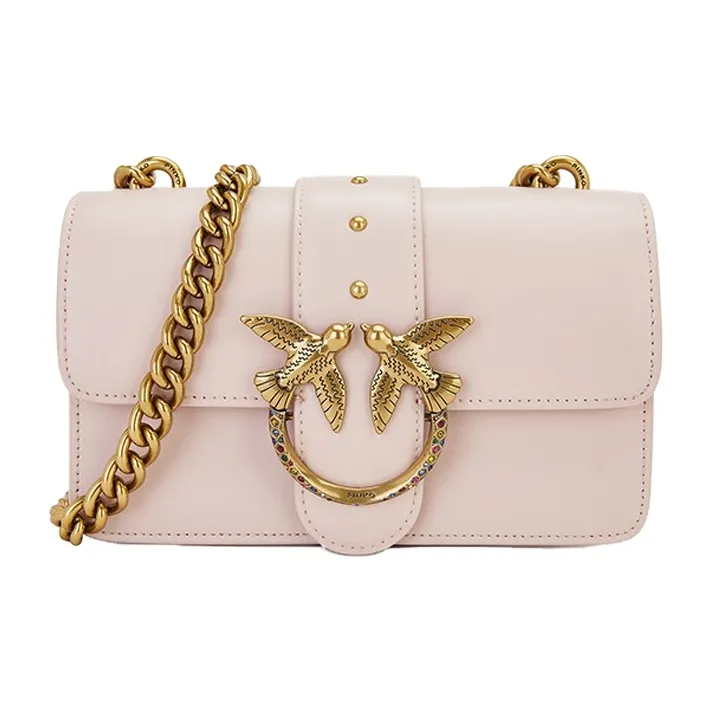 PINKO Cow Leather Swift Bag Crossbody Bag Shoulder Bag Women's Pink-0
